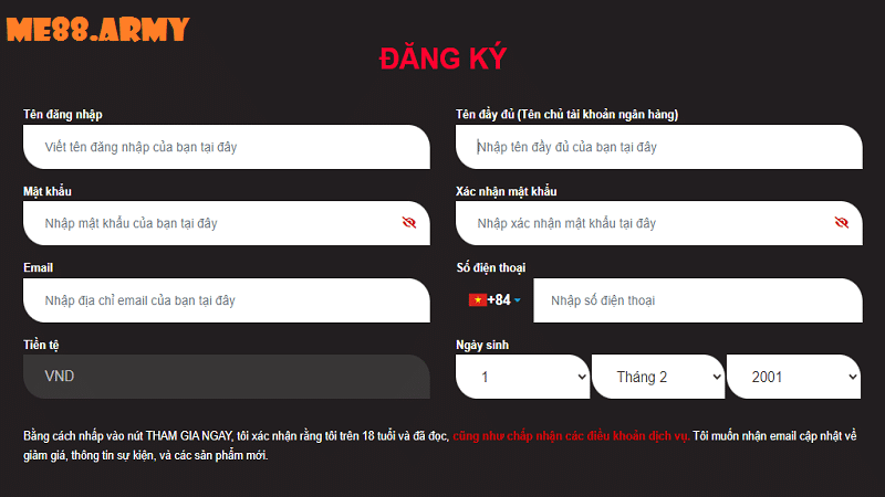 Hướng dẫn đăng ký me88